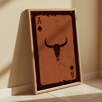 Premium Poster of Ace of Spades Bull Skull Vintage Western Art Posters
