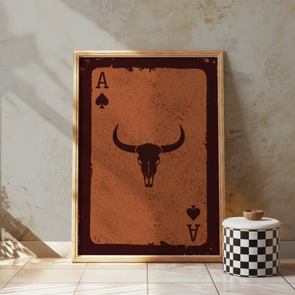 Premium Poster of Ace of Spades Bull Skull Vintage Western Art Posters