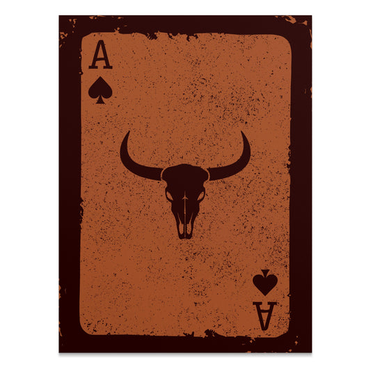 Premium Poster of Ace of Spades Bull Skull Vintage Western Art Posters