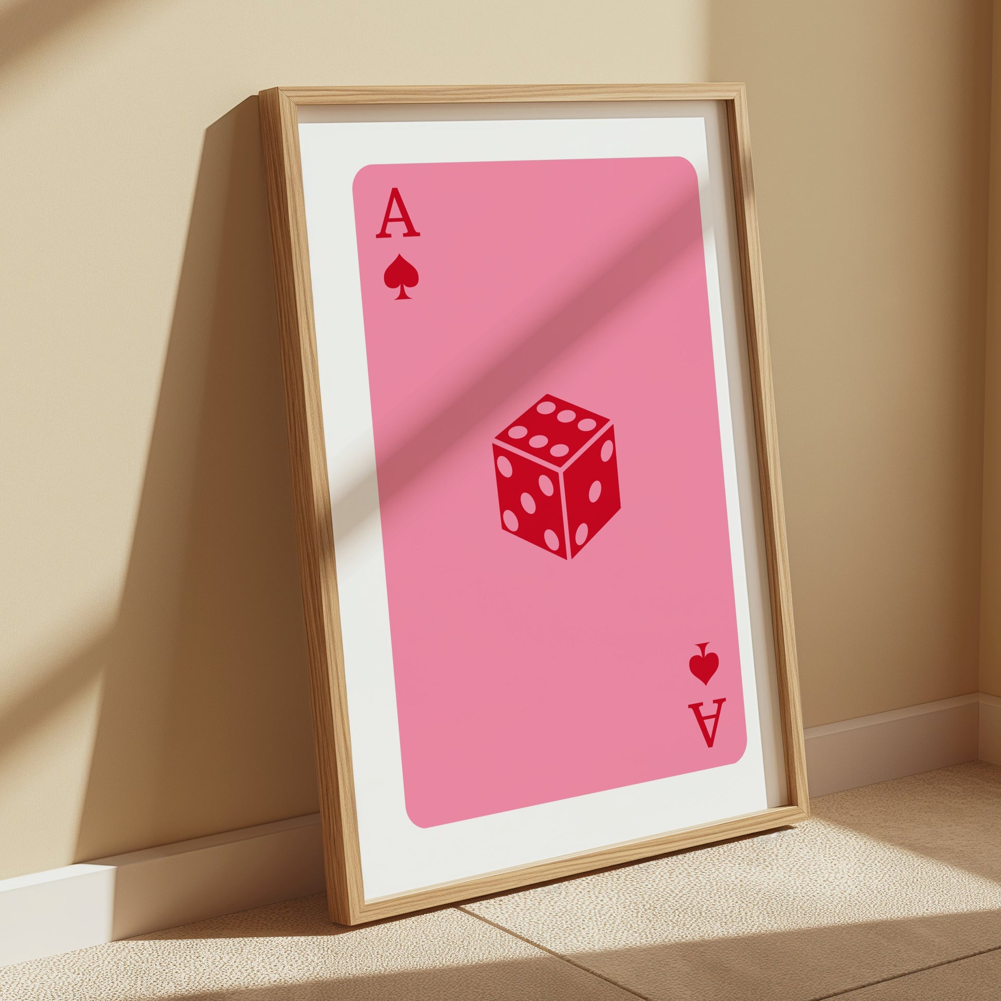 Premium Poster of Ace of Spades Dice Illustration Pink Background Posters