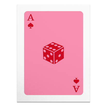 Premium Poster of Ace of Spades Dice Illustration Pink Background Posters