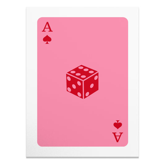 Premium Poster of Ace of Spades Dice Illustration Pink Background Posters