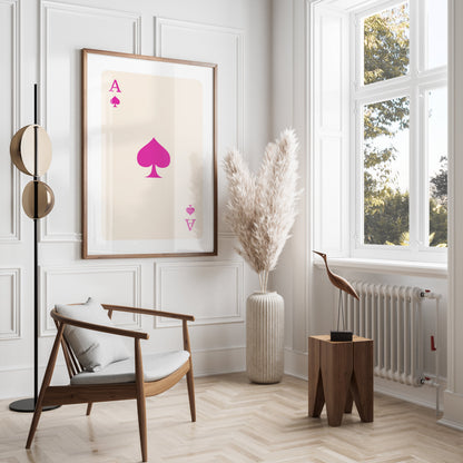Premium Poster of Ace of Spades Pink Minimalist Illustration Posters