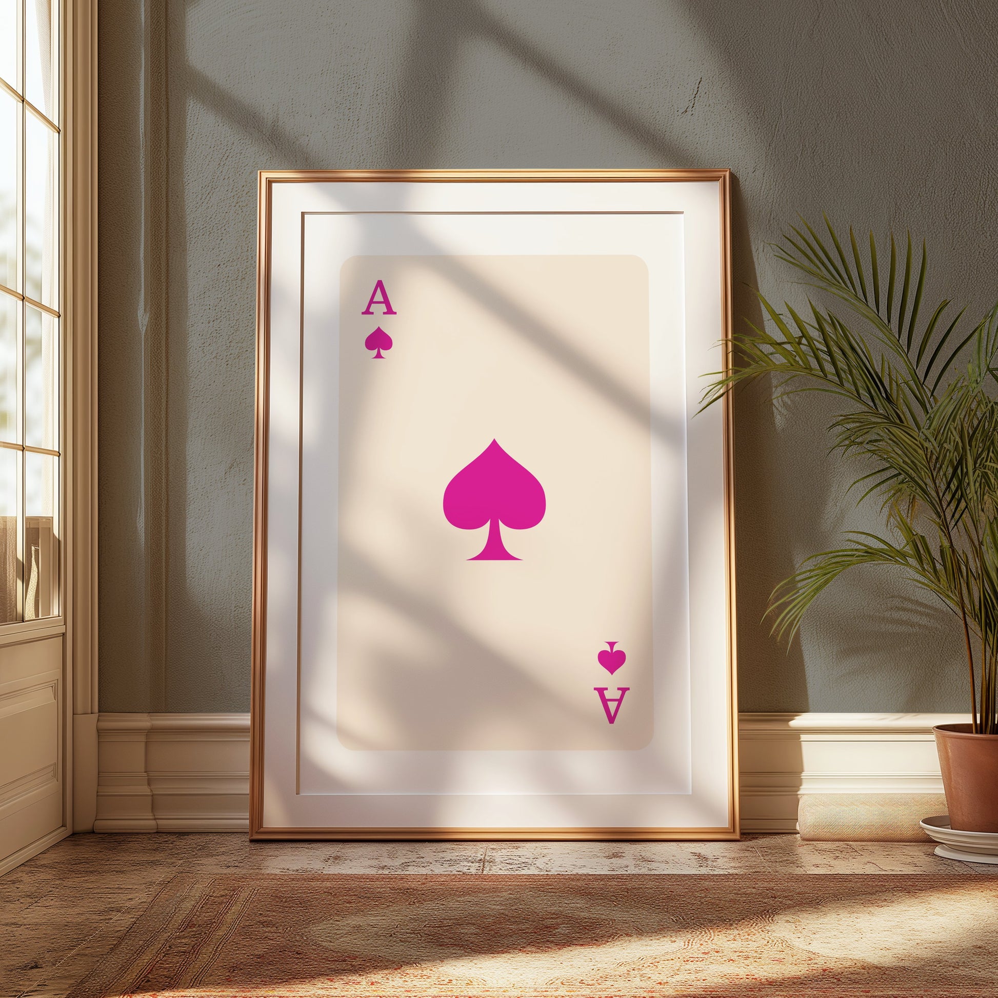 Premium Poster of Ace of Spades Pink Minimalist Illustration Posters