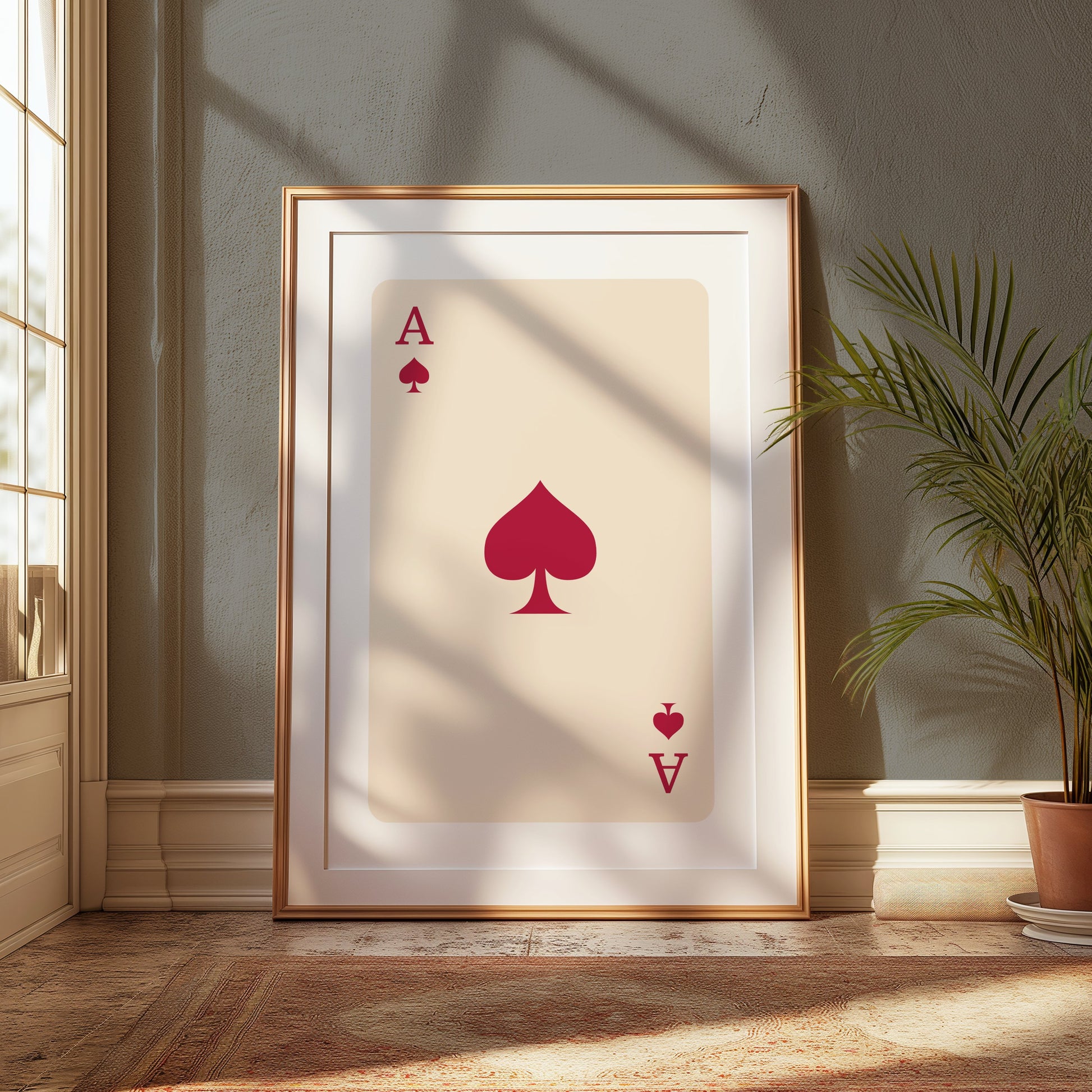 Premium Poster of Ace of Spades Red Playing Card Wall Decor Posters