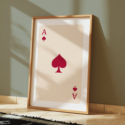 Premium Poster of Ace of Spades Red Playing Card Wall Decor Posters