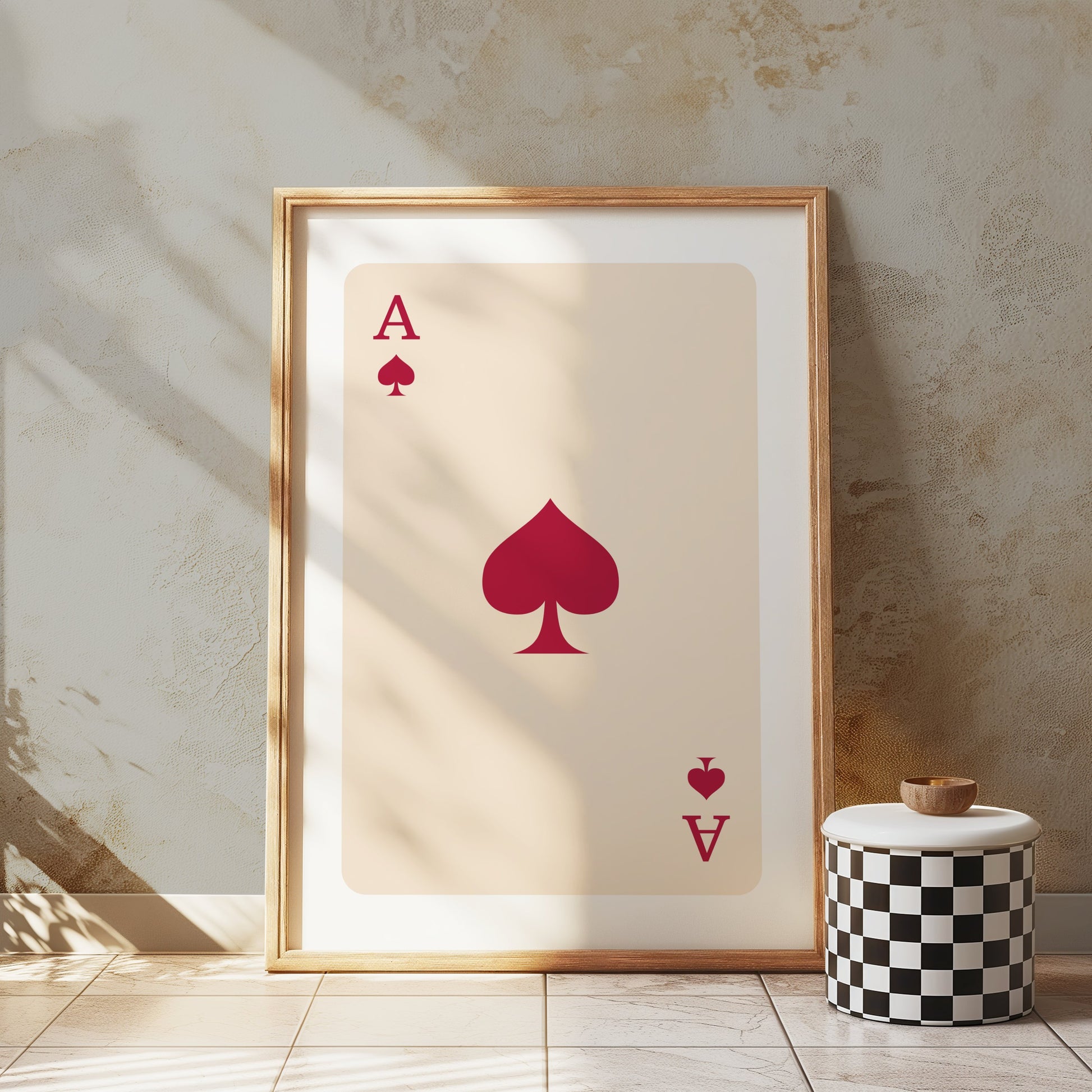 Premium Poster of Ace of Spades Red Playing Card Wall Decor Posters