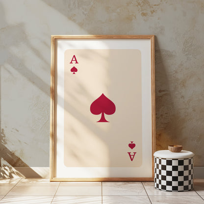 Premium Poster of Ace of Spades Red Playing Card Wall Decor Posters