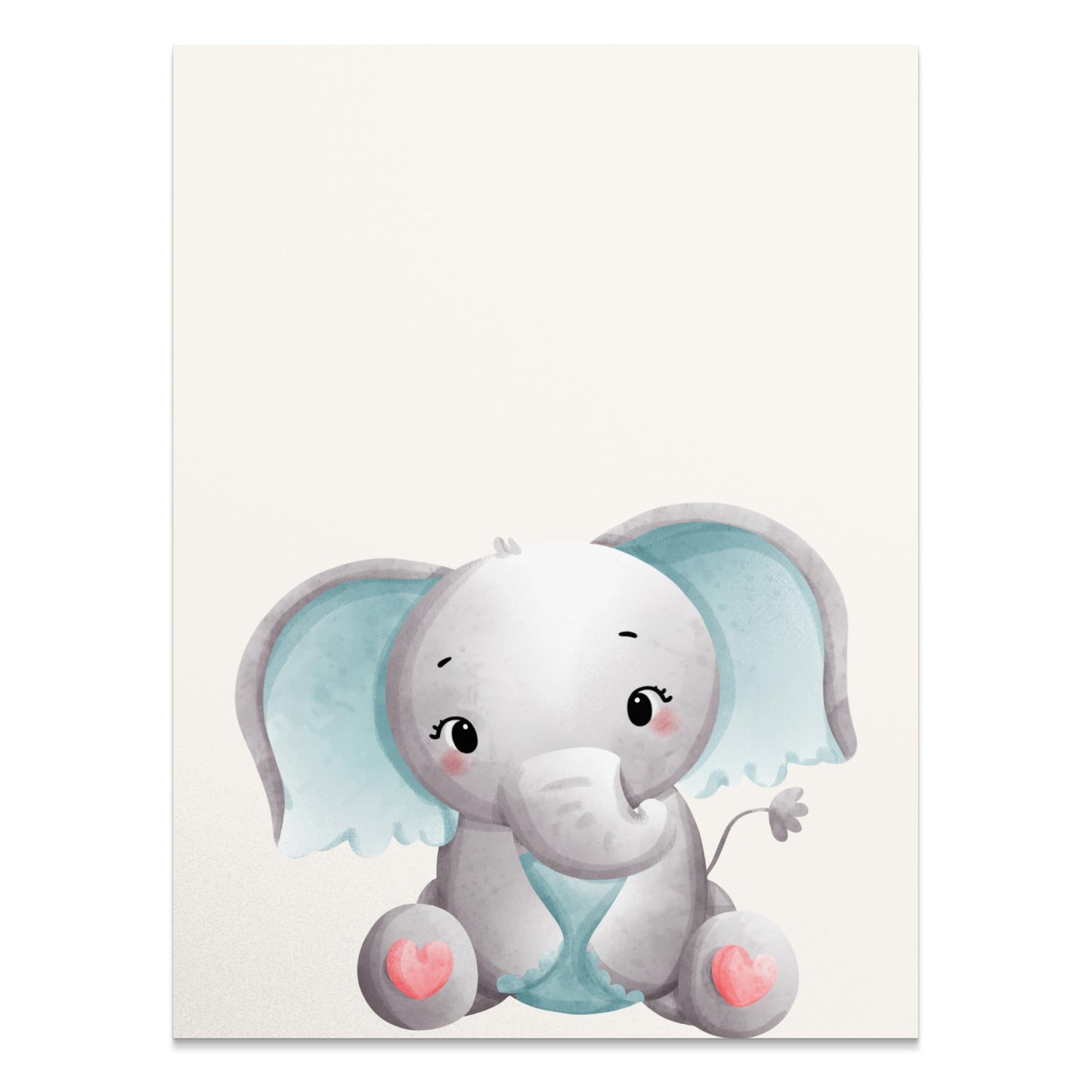 Premium Poster of Adorable Baby Elephant with Blue Accents Posters
