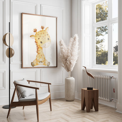 Premium Poster of Adorable Baby Giraffe Illustration Posters