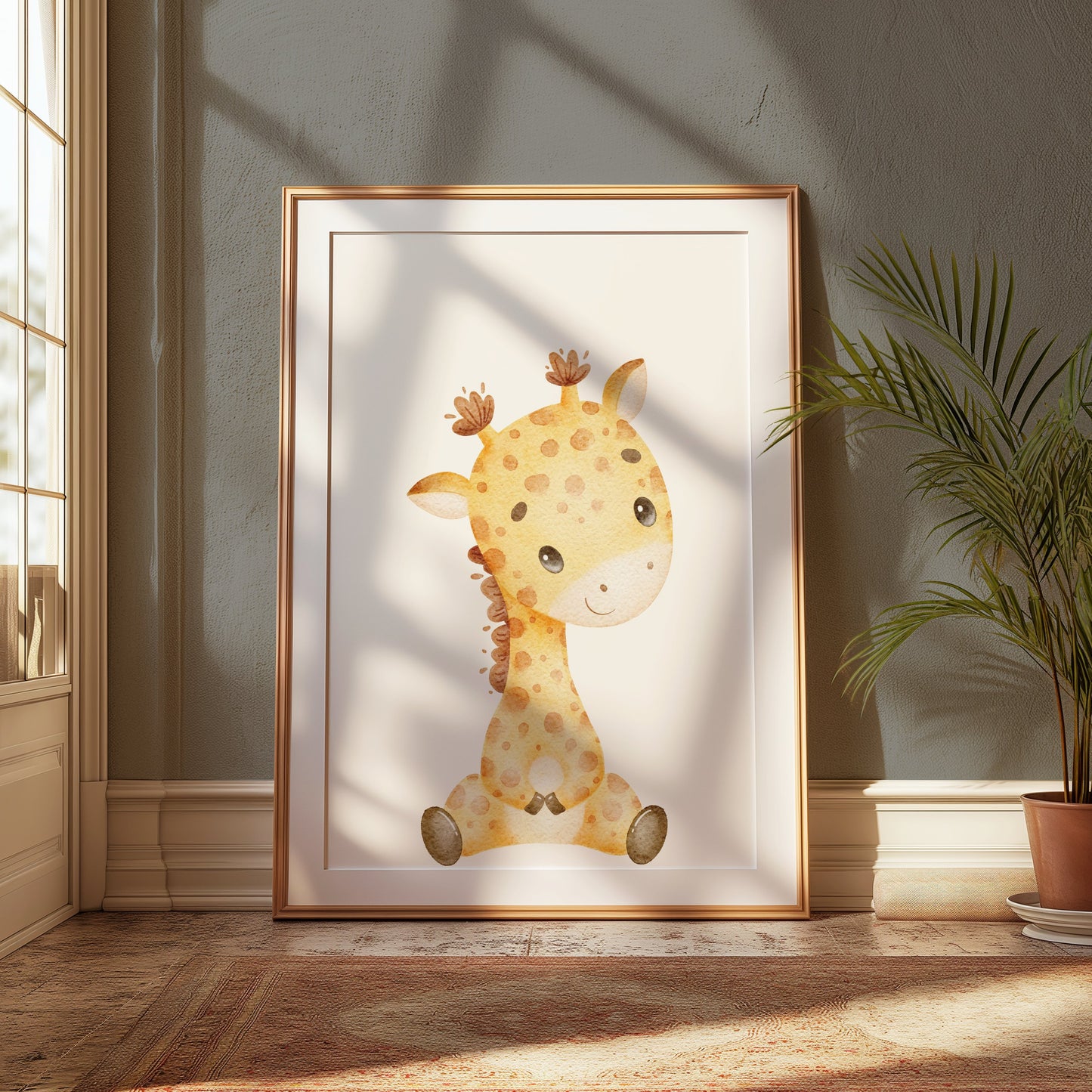 Premium Poster of Adorable Baby Giraffe Illustration Posters