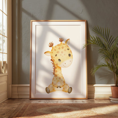 Premium Poster of Adorable Baby Giraffe Illustration Posters