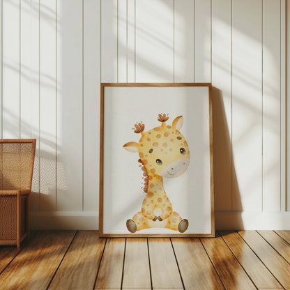 Premium Poster of Adorable Baby Giraffe Illustration Posters