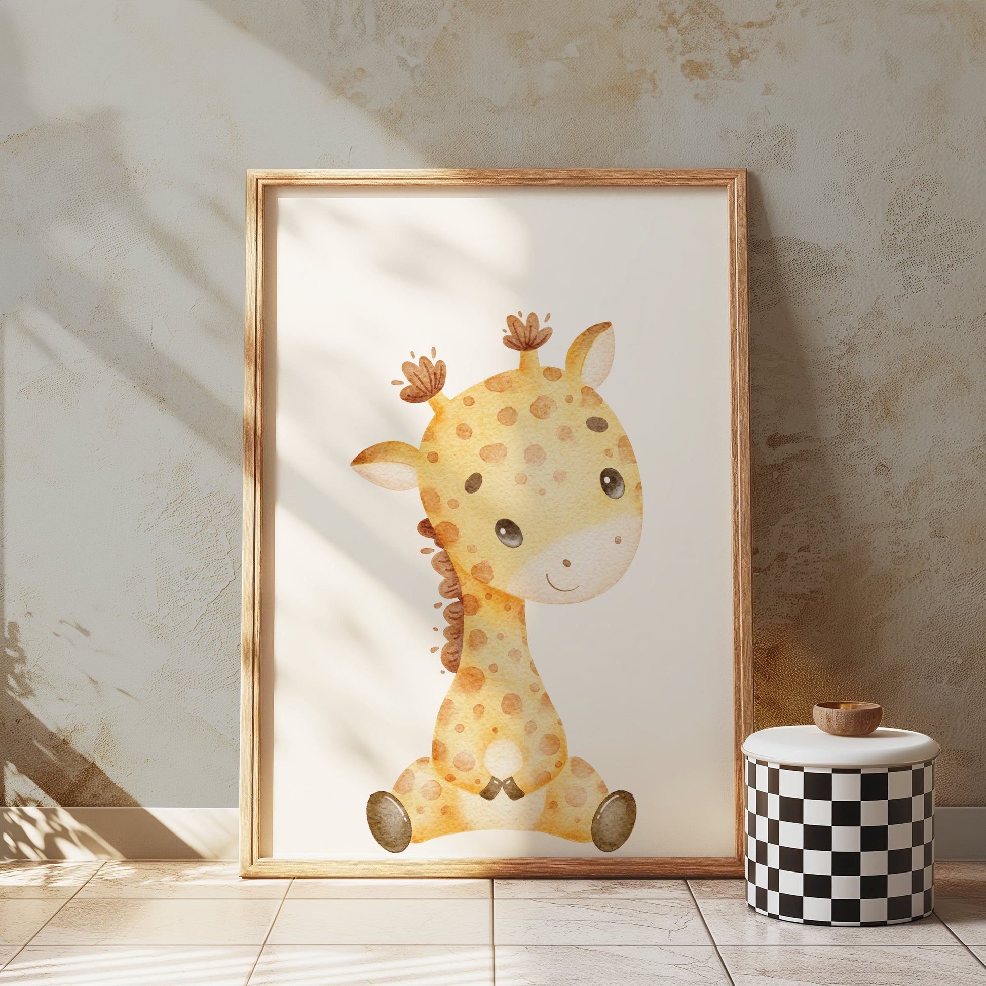 Premium Poster of Adorable Baby Giraffe Illustration Posters
