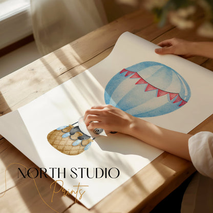 Premium Poster of Adorable Baby Panda in Hot Air Balloon Posters