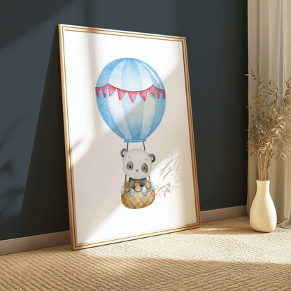 Premium Poster of Adorable Baby Panda in Hot Air Balloon Posters