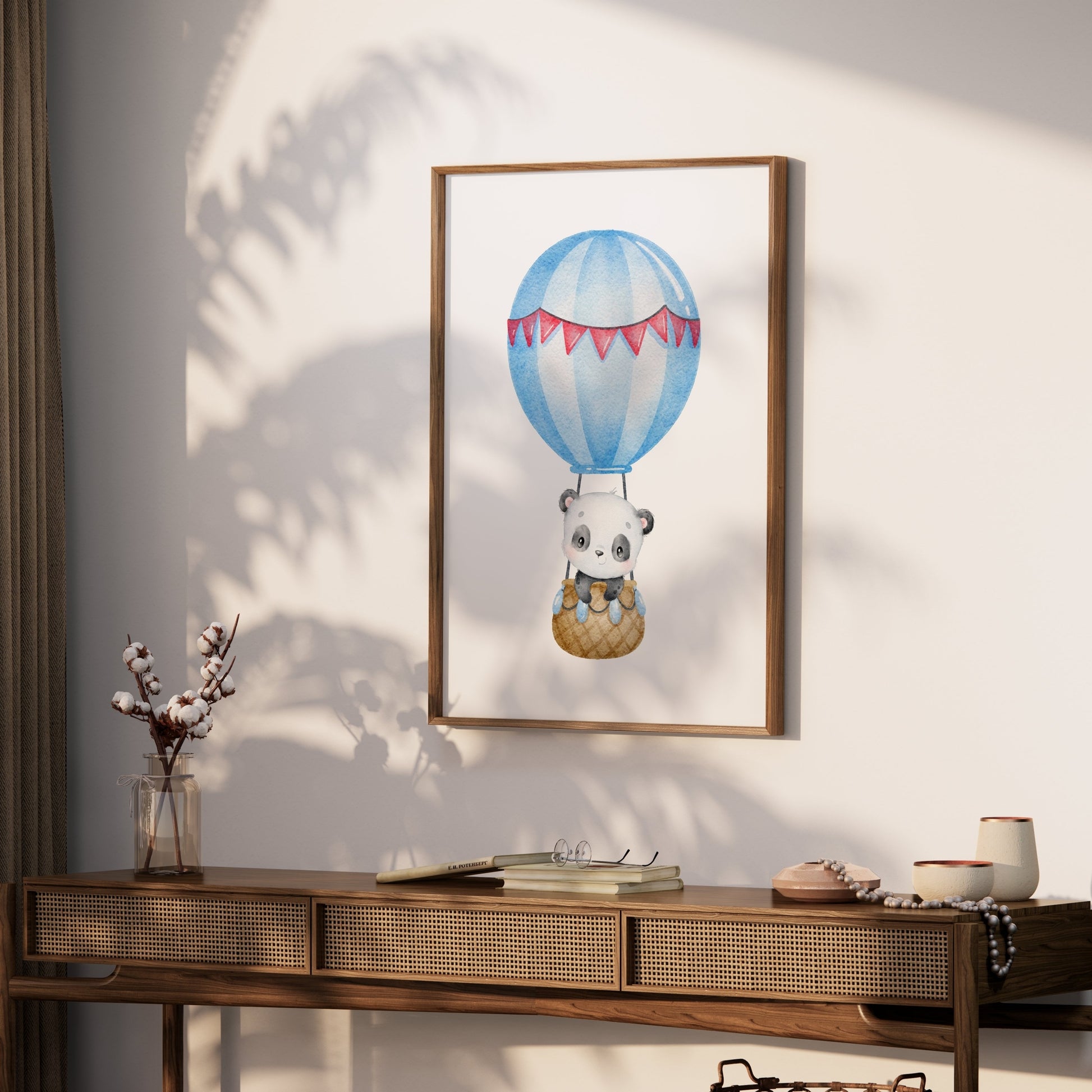 Premium Poster of Adorable Baby Panda in Hot Air Balloon Posters