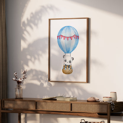 Premium Poster of Adorable Baby Panda in Hot Air Balloon Posters