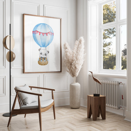 Premium Poster of Adorable Baby Panda in Hot Air Balloon Posters