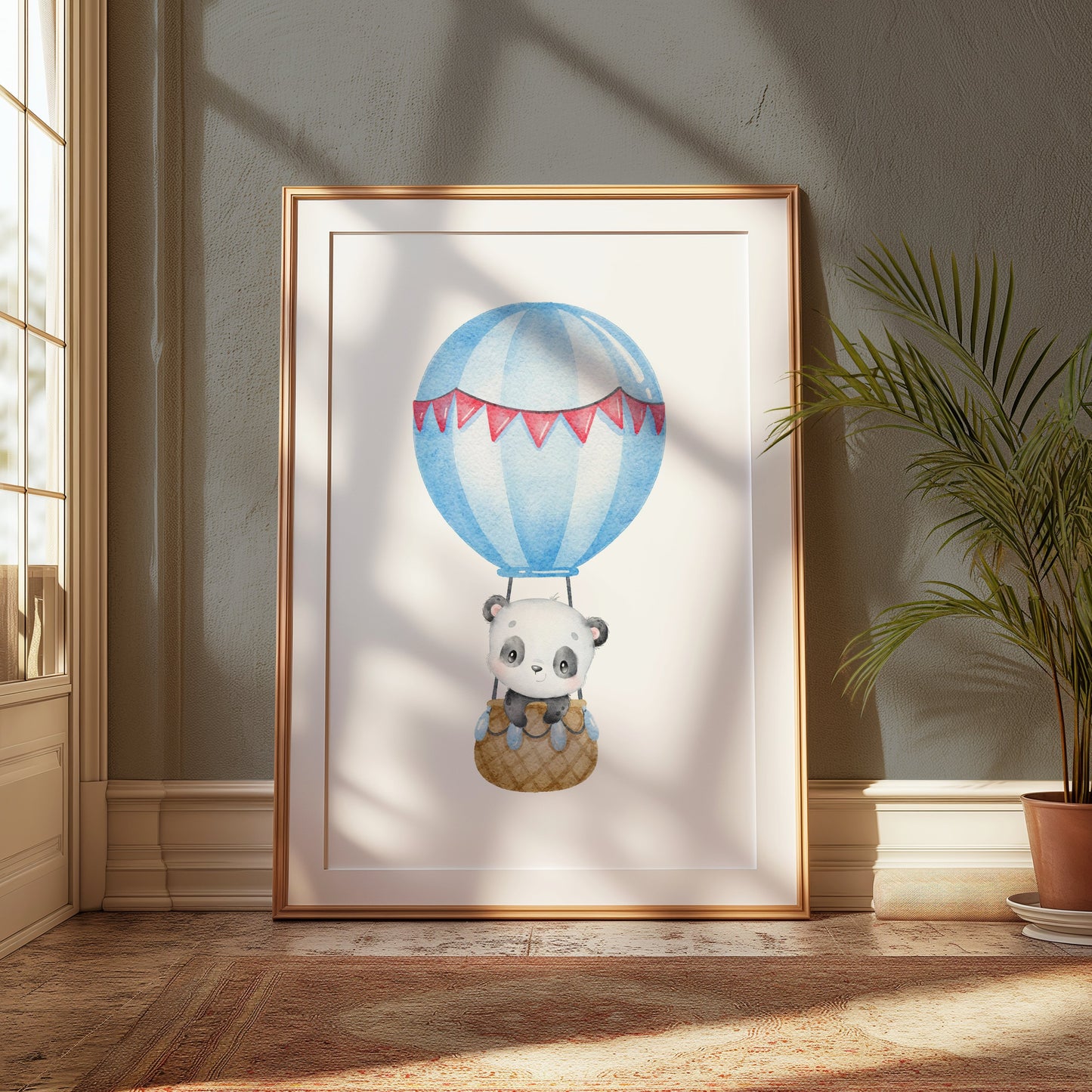 Premium Poster of Adorable Baby Panda in Hot Air Balloon Posters