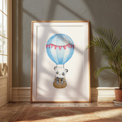 Premium Poster of Adorable Baby Panda in Hot Air Balloon Posters