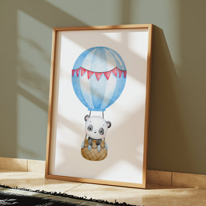 Premium Poster of Adorable Baby Panda in Hot Air Balloon Posters