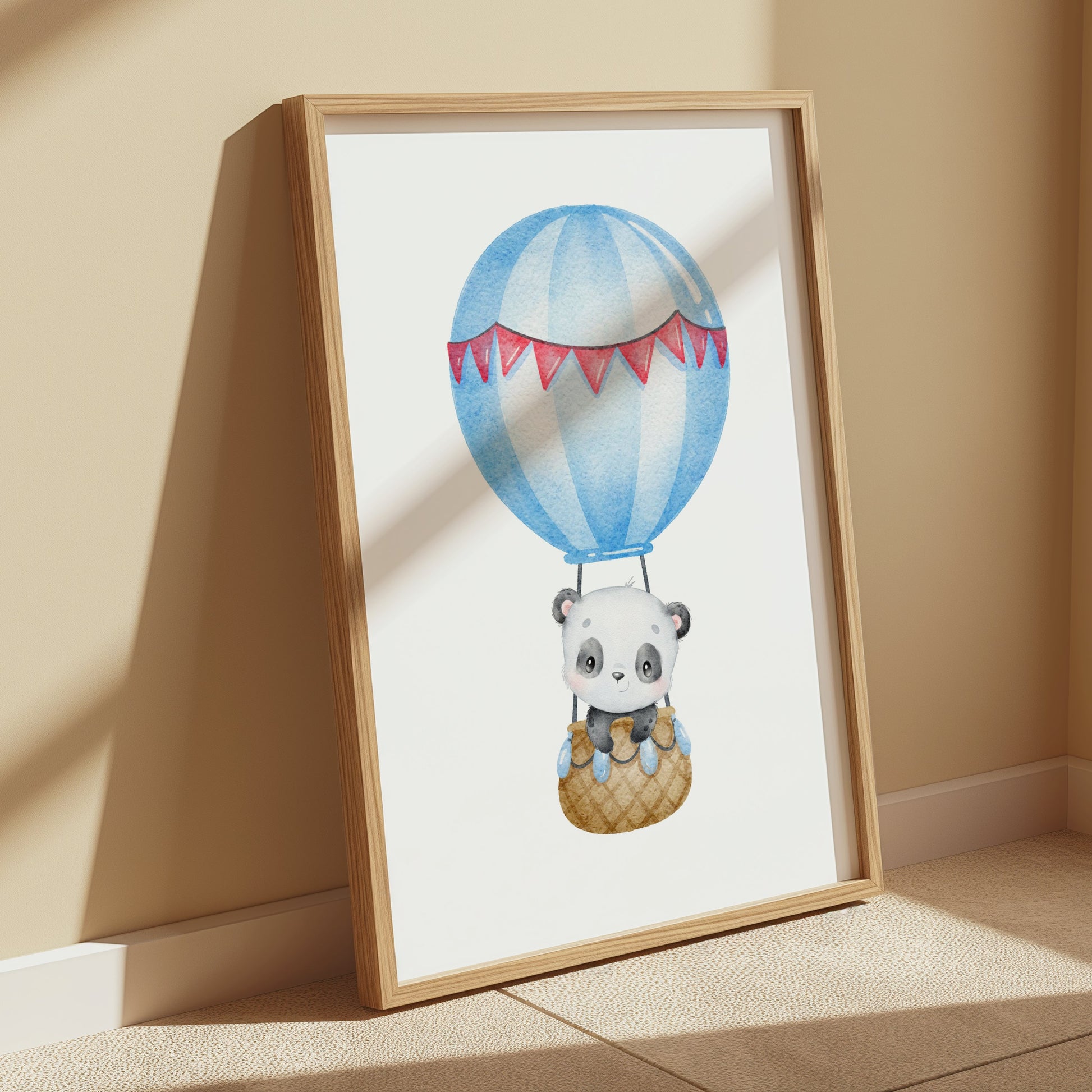 Premium Poster of Adorable Baby Panda in Hot Air Balloon Posters