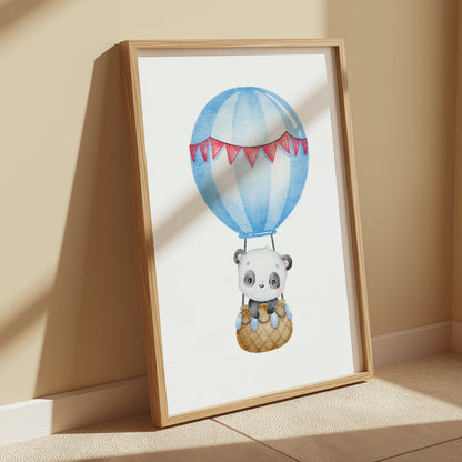 Premium Poster of Adorable Baby Panda in Hot Air Balloon Posters