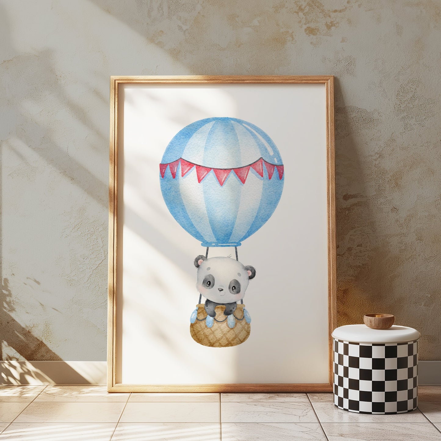 Premium Poster of Adorable Baby Panda in Hot Air Balloon Posters