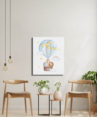Premium Poster of Adorable Balloon Adventure Nursery Wall Art Canvas Wraps
