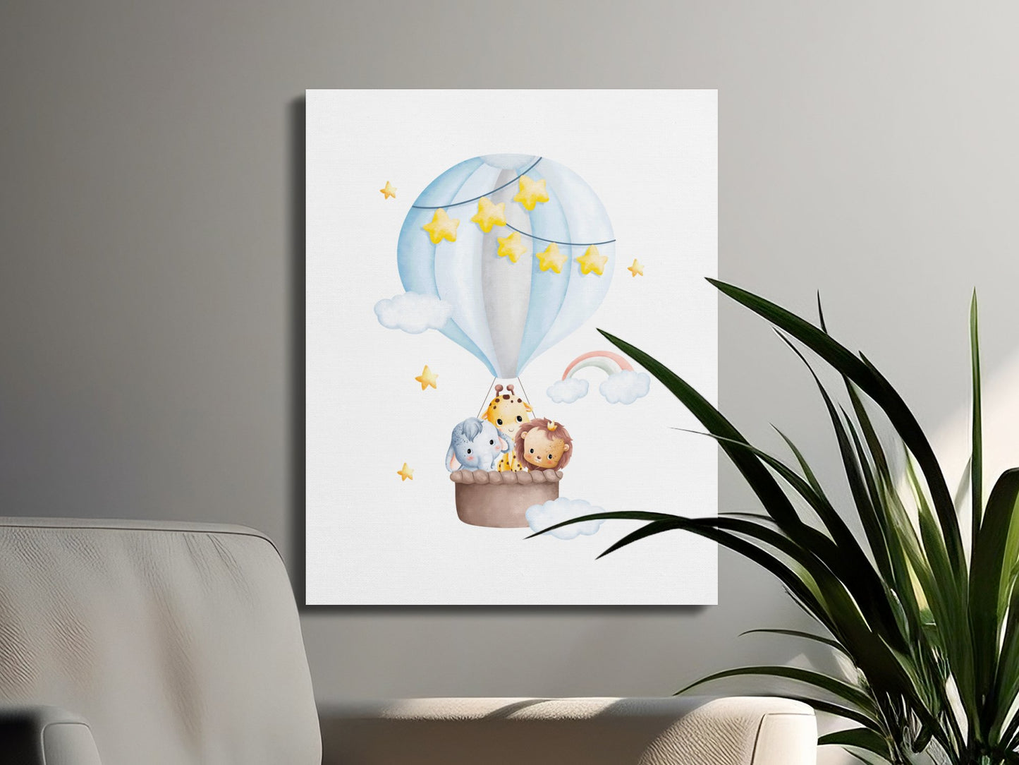 Premium Poster of Adorable Balloon Adventure Nursery Wall Art Canvas Wraps