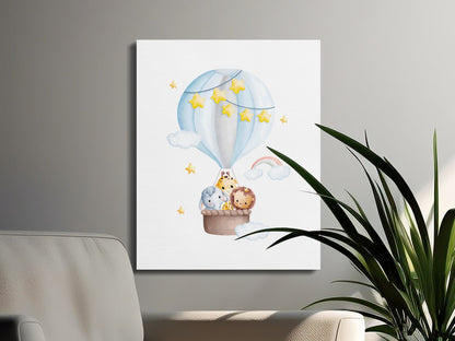 Premium Poster of Adorable Balloon Adventure Nursery Wall Art Canvas Wraps