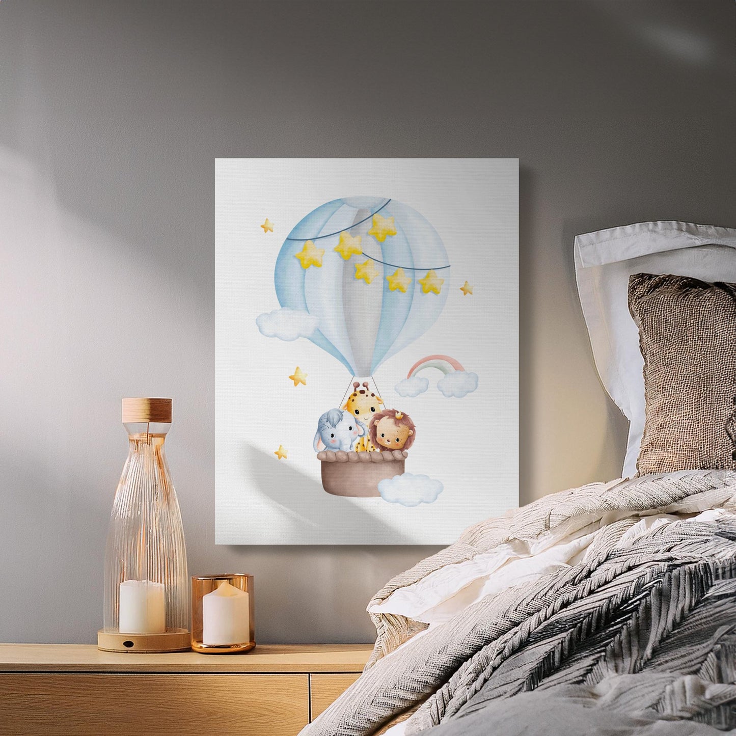 Premium Poster of Adorable Balloon Adventure Nursery Wall Art Canvas Wraps