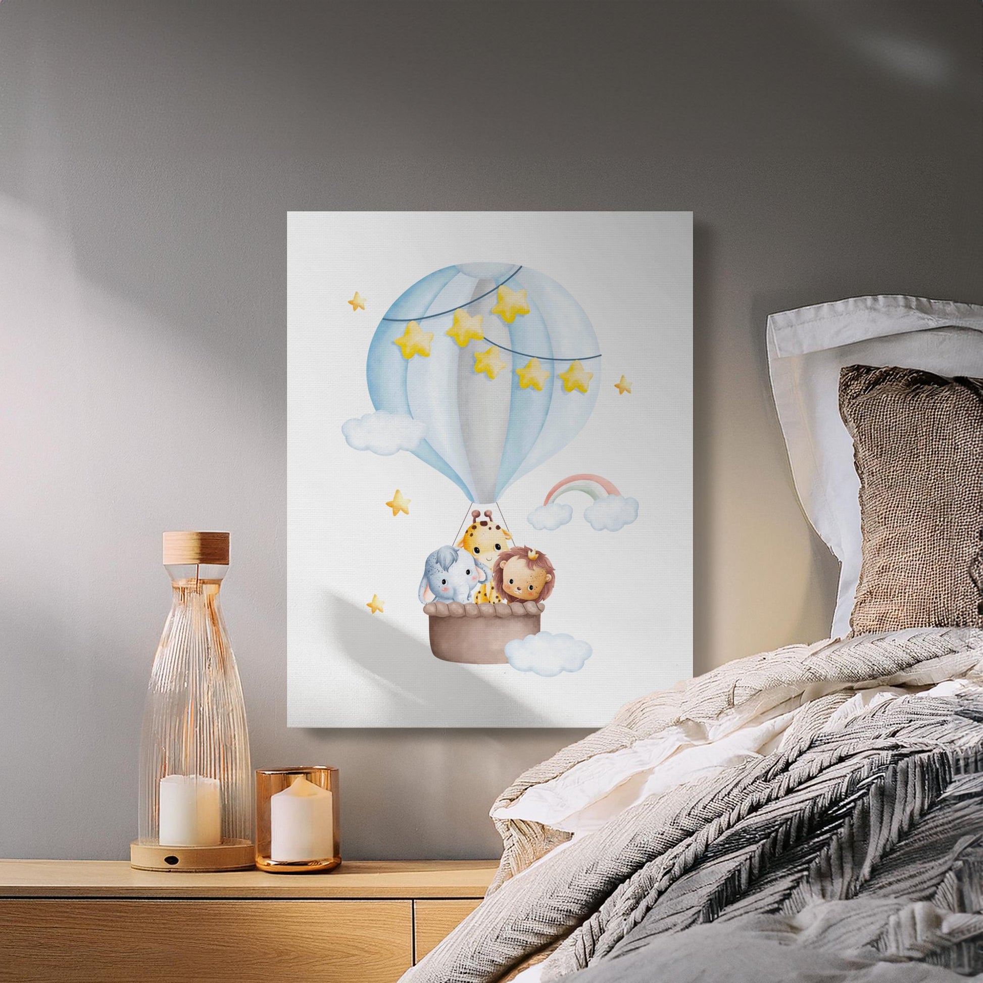 Premium Poster of Adorable Balloon Adventure Nursery Wall Art Canvas Wraps