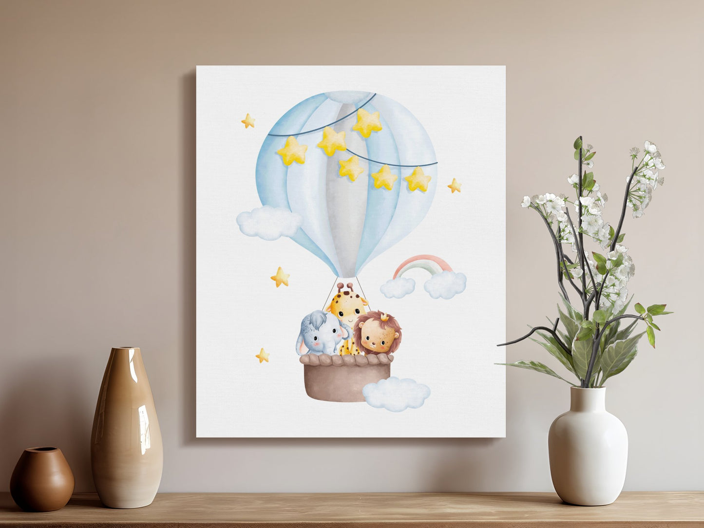 Premium Poster of Adorable Balloon Adventure Nursery Wall Art Canvas Wraps