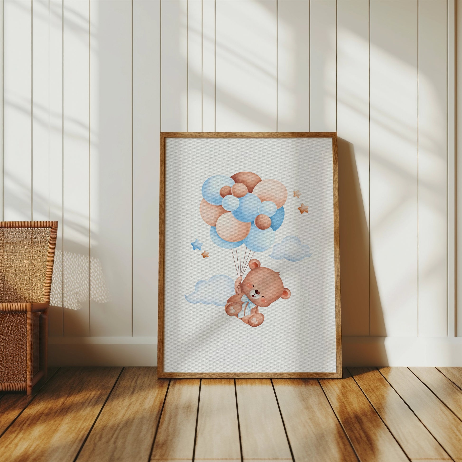 Premium Poster of Adorable Bear with Balloons Nursery Wall Art Posters