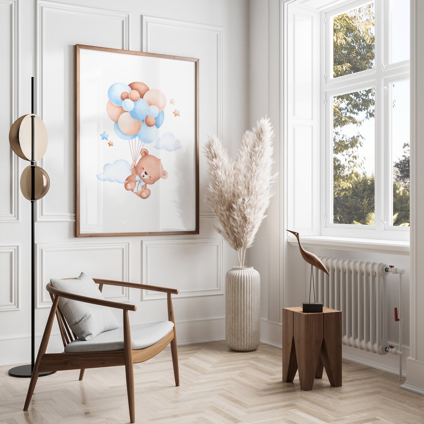 Premium Poster of Adorable Bear with Balloons Nursery Wall Art Posters