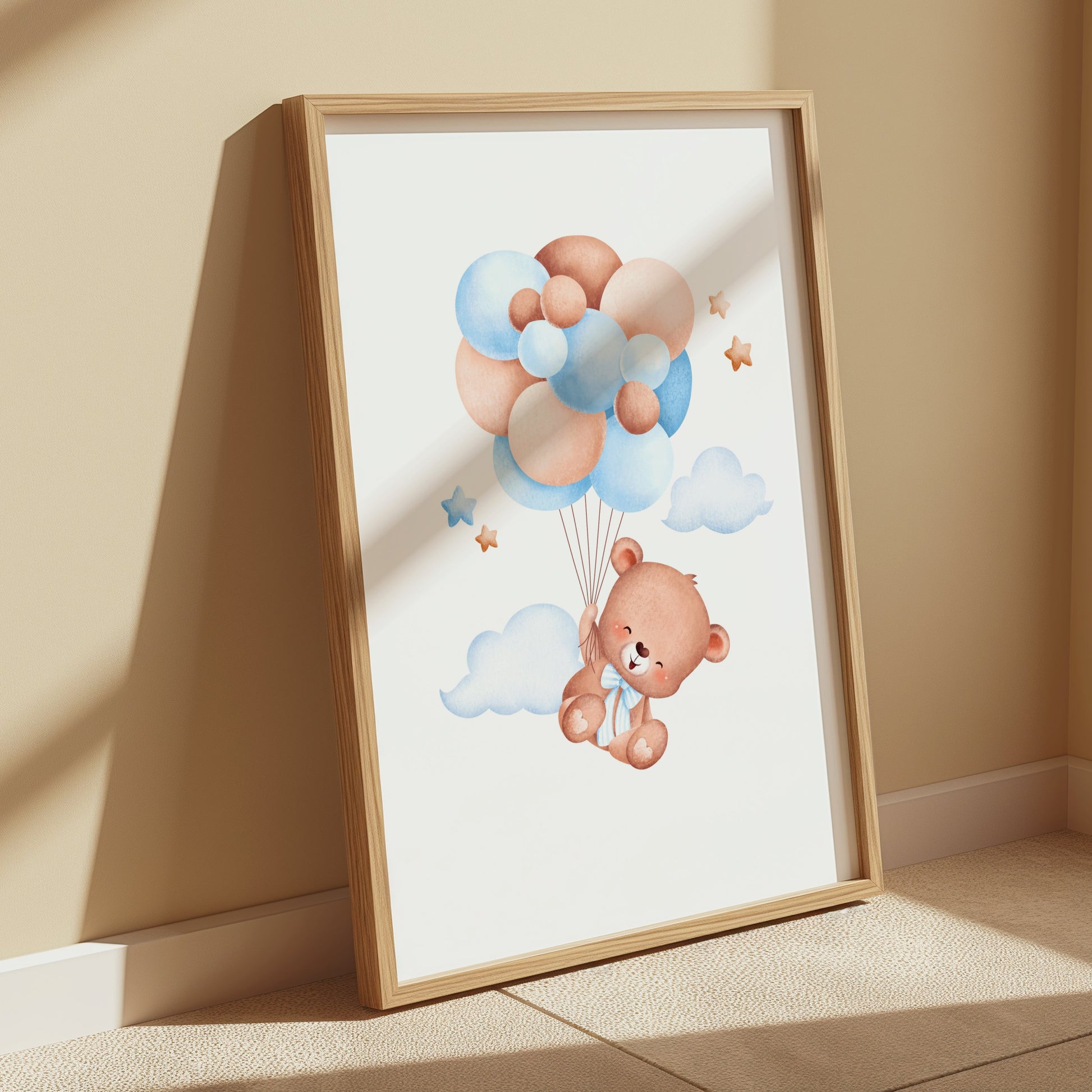Premium Poster of Adorable Bear with Balloons Nursery Wall Art Posters