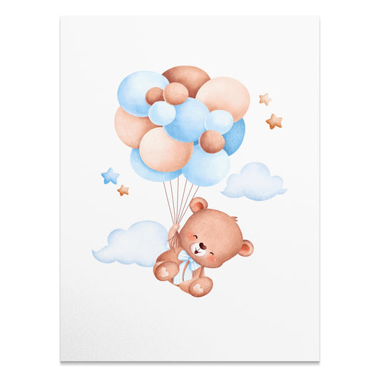 Premium Poster of Adorable Bear with Balloons Nursery Wall Art Posters
