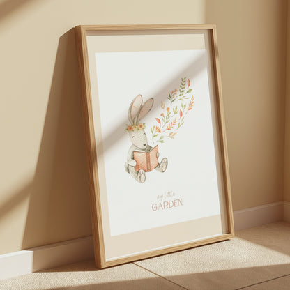 Premium Poster of Adorable Bunny Reading My Little Garden Posters