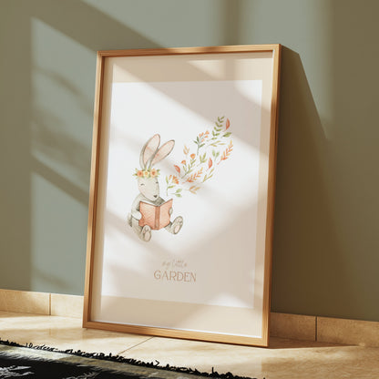 Premium Poster of Adorable Bunny Reading My Little Garden Posters
