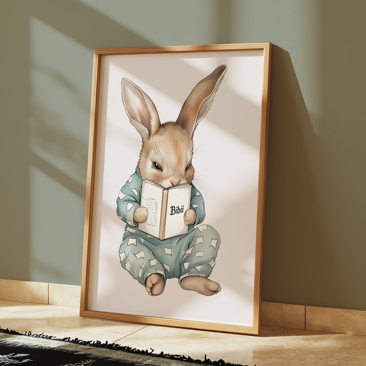 Premium Poster of Adorable Bunny Reading a Book Posters