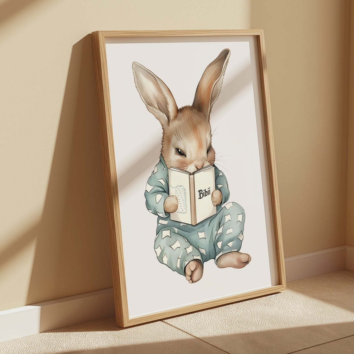 Premium Poster of Adorable Bunny Reading a Book Posters