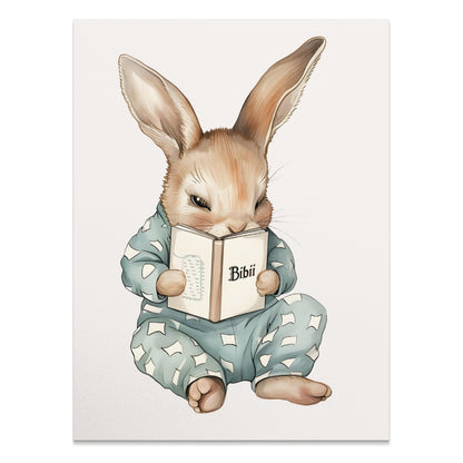 Premium Poster of Adorable Bunny Reading a Book Posters
