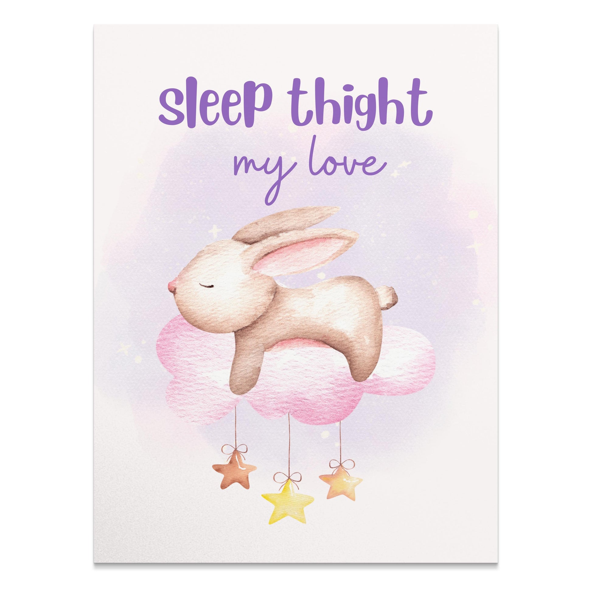 Premium Poster of Adorable Bunny on Cloud with Stars Posters