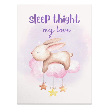 Premium Poster of Adorable Bunny on Cloud with Stars Posters