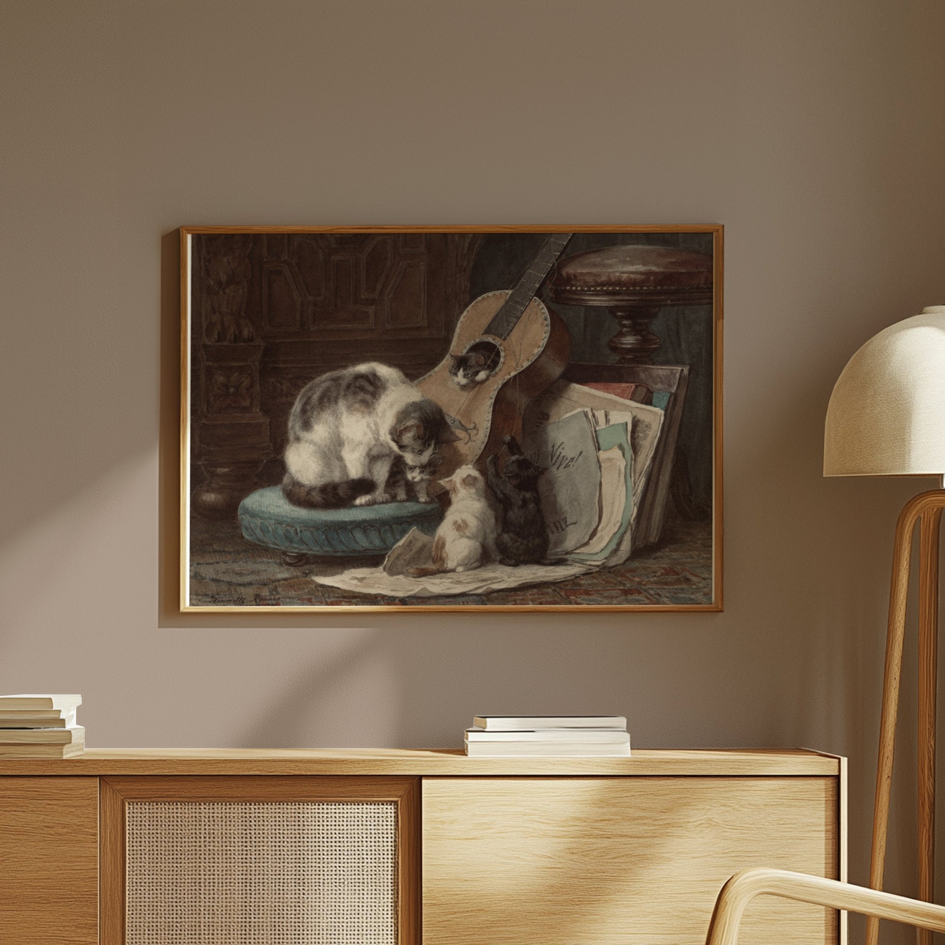 Premium Poster of Adorable Cats with Guitar Art Print Posters