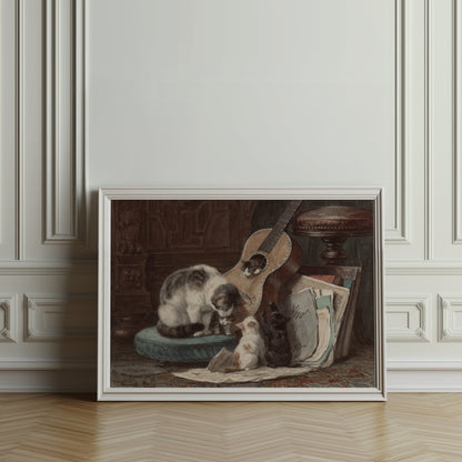 Premium Poster of Adorable Cats with Guitar Art Print Posters