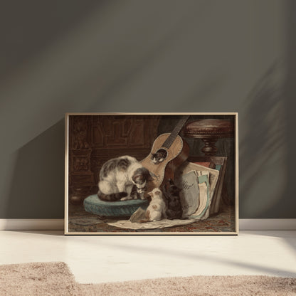 Premium Poster of Adorable Cats with Guitar Art Print Posters