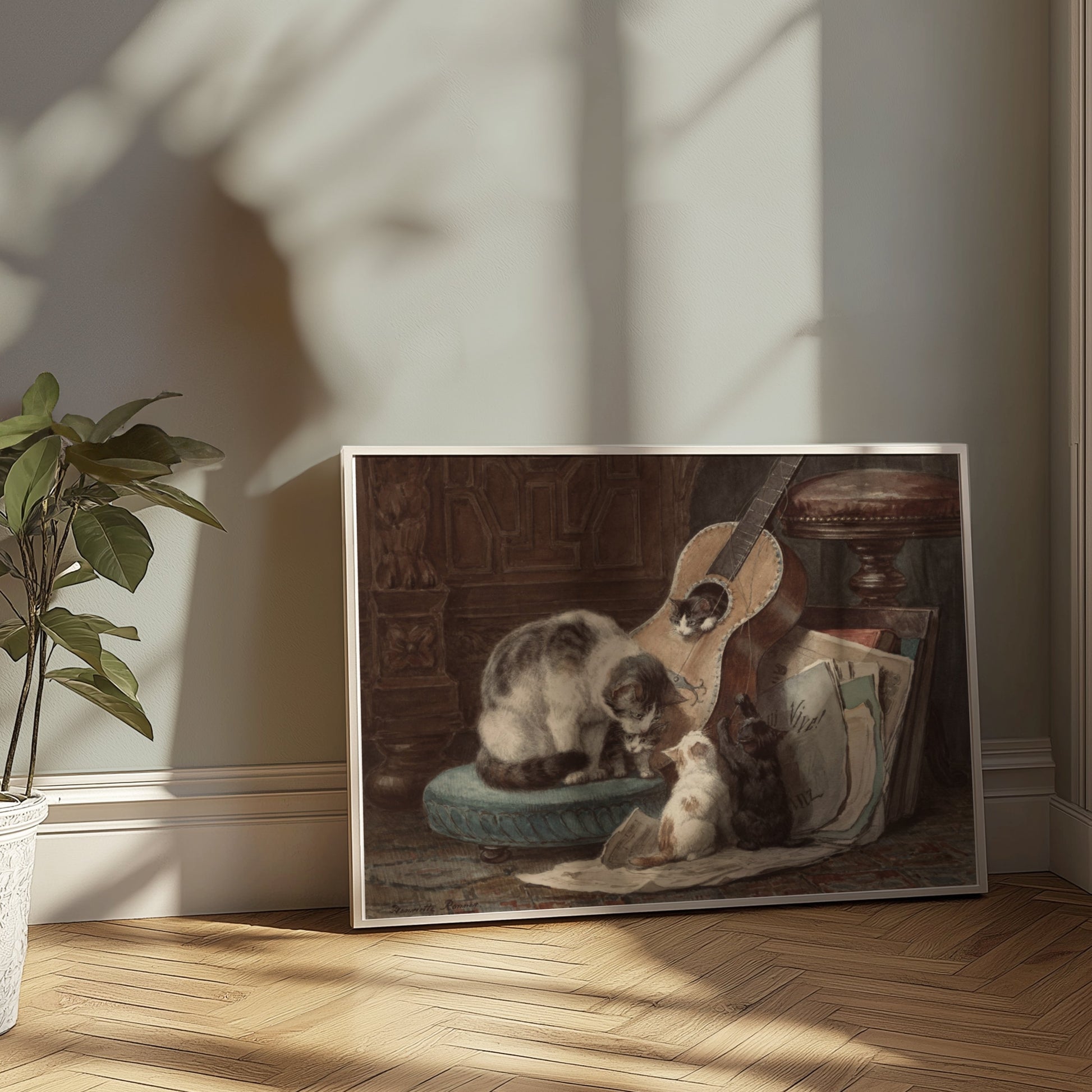 Premium Poster of Adorable Cats with Guitar Art Print Posters